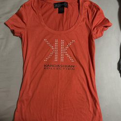 Kardashian Kollection Orange Rhinestone Shirt 