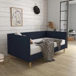 Mid-Century Twin Bed Frame Upholstered Daybed Sofa