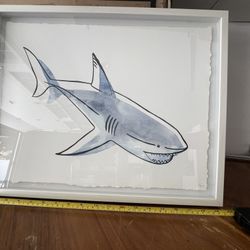 Shark Frame Kids Room Poster Frame 20” X 16.5” Glass Frame