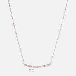 Coach Pave Signature Bar Necklace 91431 Silver Tone