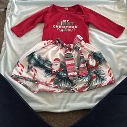 Red “My First Christmas” Baby Onesie With Skirt