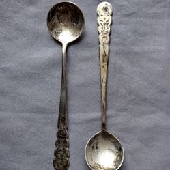 A pair of antique Chinese silver spoons
