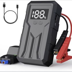 Jump Starter 4000A Peak, Portable Car Battery Jump Starter for 9L Gas 8L Diesel Engines, Power Pack with LED Flashlight, USB Quick Charge, Auto Batter