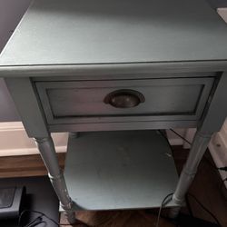 Robin Blue Side Table With Drawer, No Defect