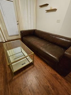 Moe's Home Collection Bolton Sofa - Dark Brown Leather Couch