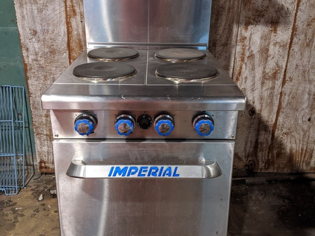 LIKE NEW EQUIPMENT Imerial 24" Commercial Electric Range Stove + 59" Refrigerated Countertop w Dividers READ