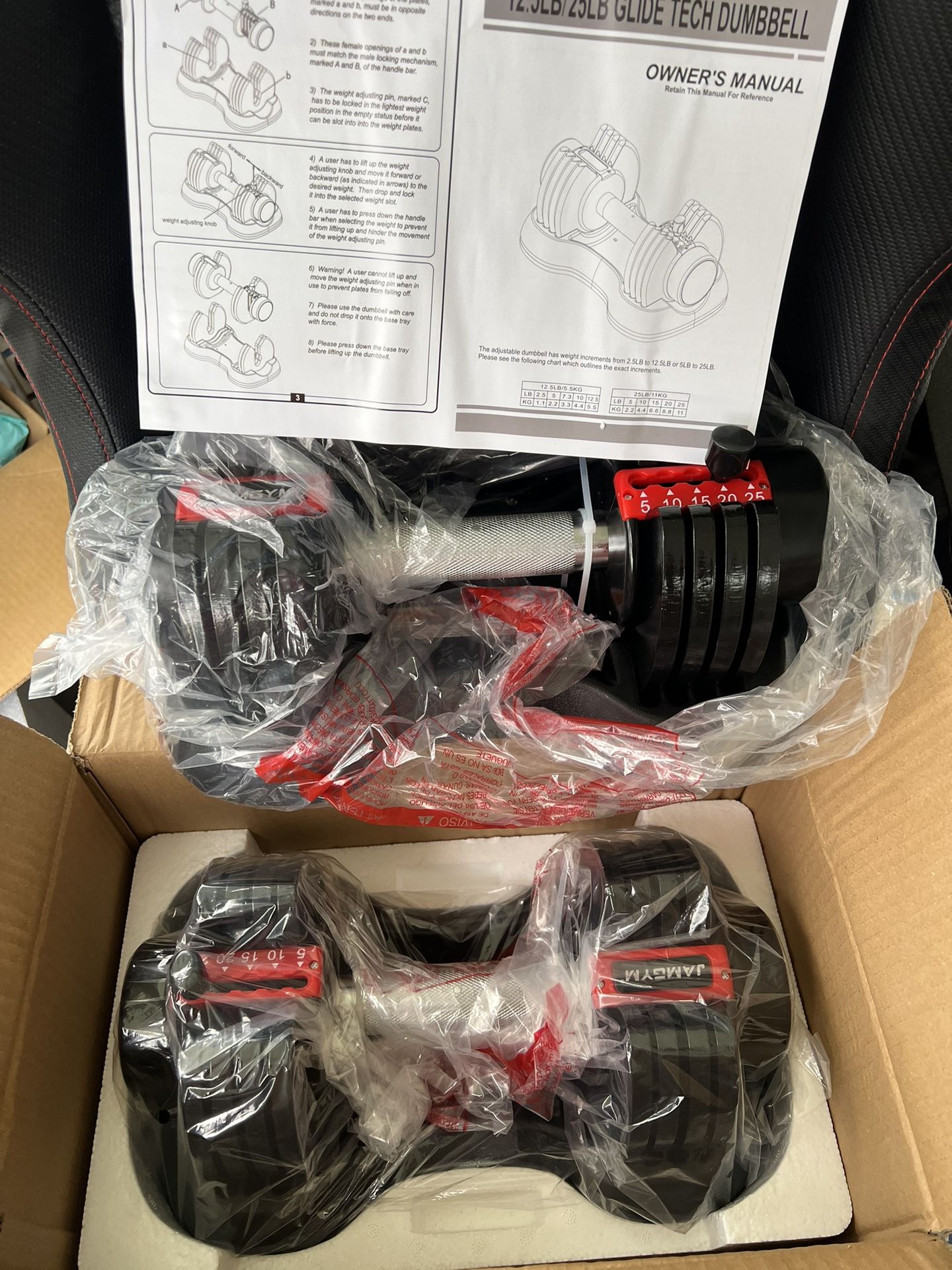 Glide Tech Adjustable dumbbells 12.5-25lbs