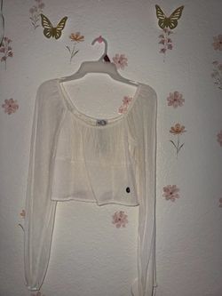 Hollister White Long Sleeve Crop Top