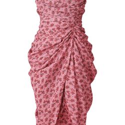 Pink ruched Summer Dress Small