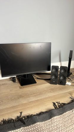 LG 27 inch computer monitor + LOGI speakers / reading light