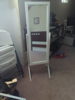 White Wood Cheval Floor Mirror