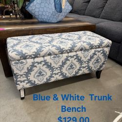 Bench W/Storage White & BlueWe are located at 2811 East Bell road. Another Time Around Furniture.
