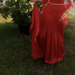 Red Off Shoulder Mermaid Dress