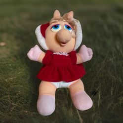Vintage 1987 Baby Miss Piggy Christmas Plush Doll Muppet Babies (great Condition