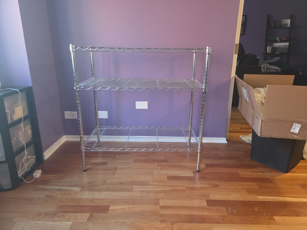 Heavy-Duty Chrome 3-Tier Shelf – Perfect for Pantry, Closet, or Office