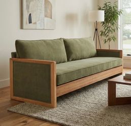 NEW green oak mid century modern couch sofa