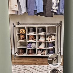 NEW!  Better Homes and Gardens 4 Tier, 16 Cubby Shoe  Rack in Heathered Gray
