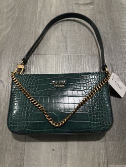 Guess Emerald  Croc Embosed Shoulder Bag