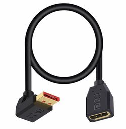 16K Displayport 2.1 Cable 1.5FT, 90 Degree Up Angle Displayport Extension Cable