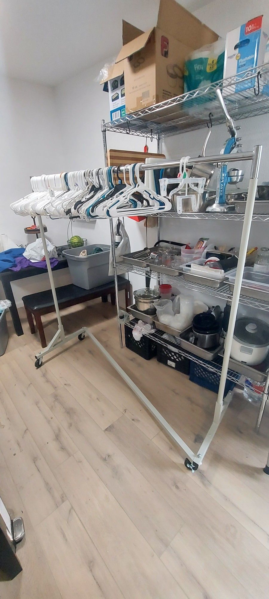 Rolling Single Rail Clothes Rack