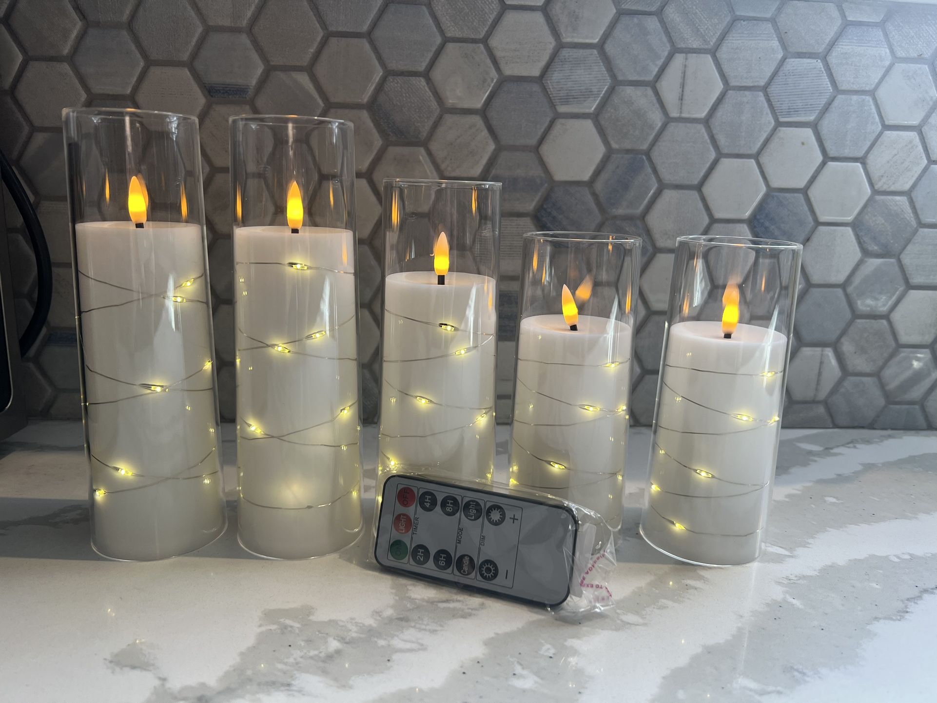 5 Flameless Candles White 