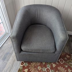Blue Gray Denim Swivel Chairs 2x