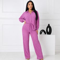 Women's Two-Piece Lounge Set Purple(size 2x)