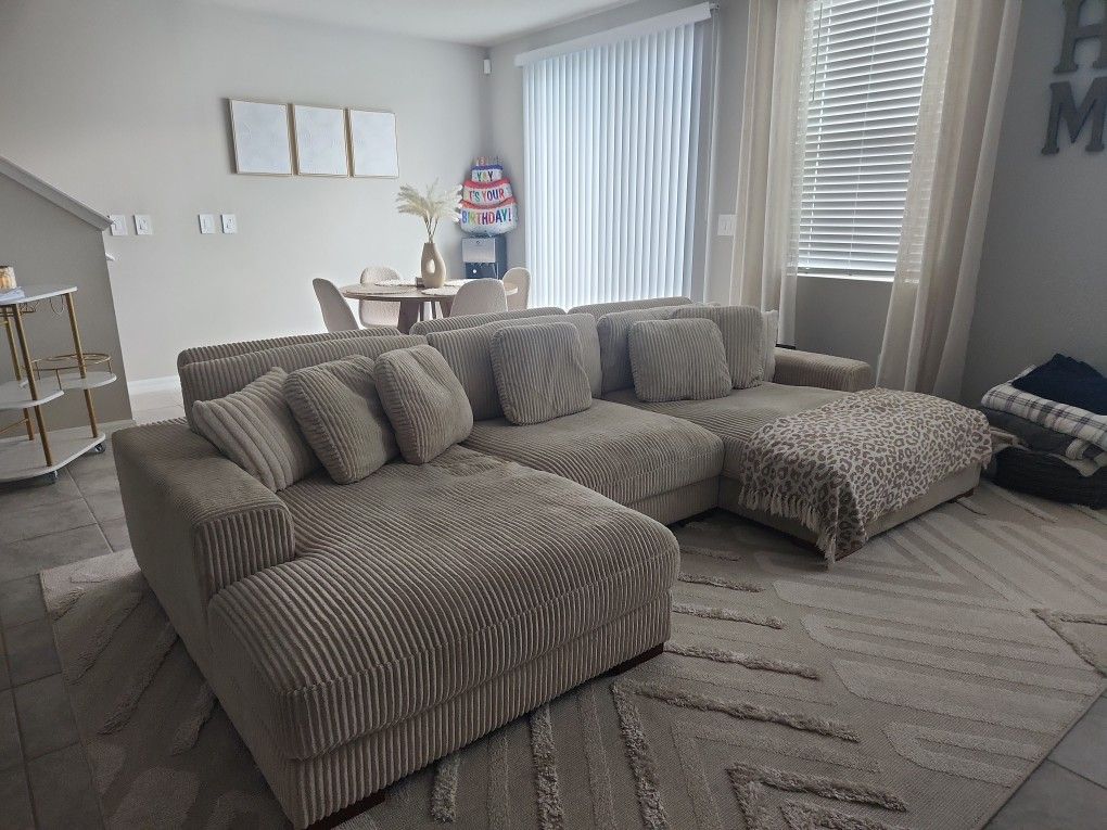 3 Piece Corduroy Couch. Beige