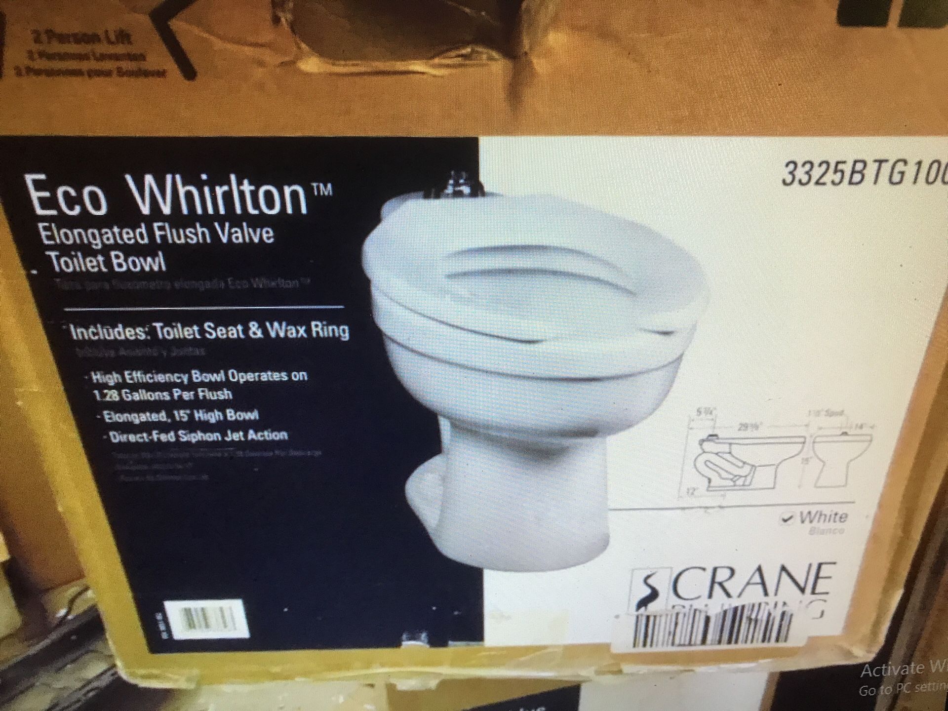 Crane eco whirlton 1.38 gpf top spud commercial toilet