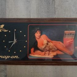 Vintage 1980s Snap-On Tools Pinup Girl Wall Clock Christmas Lingerie Bikini