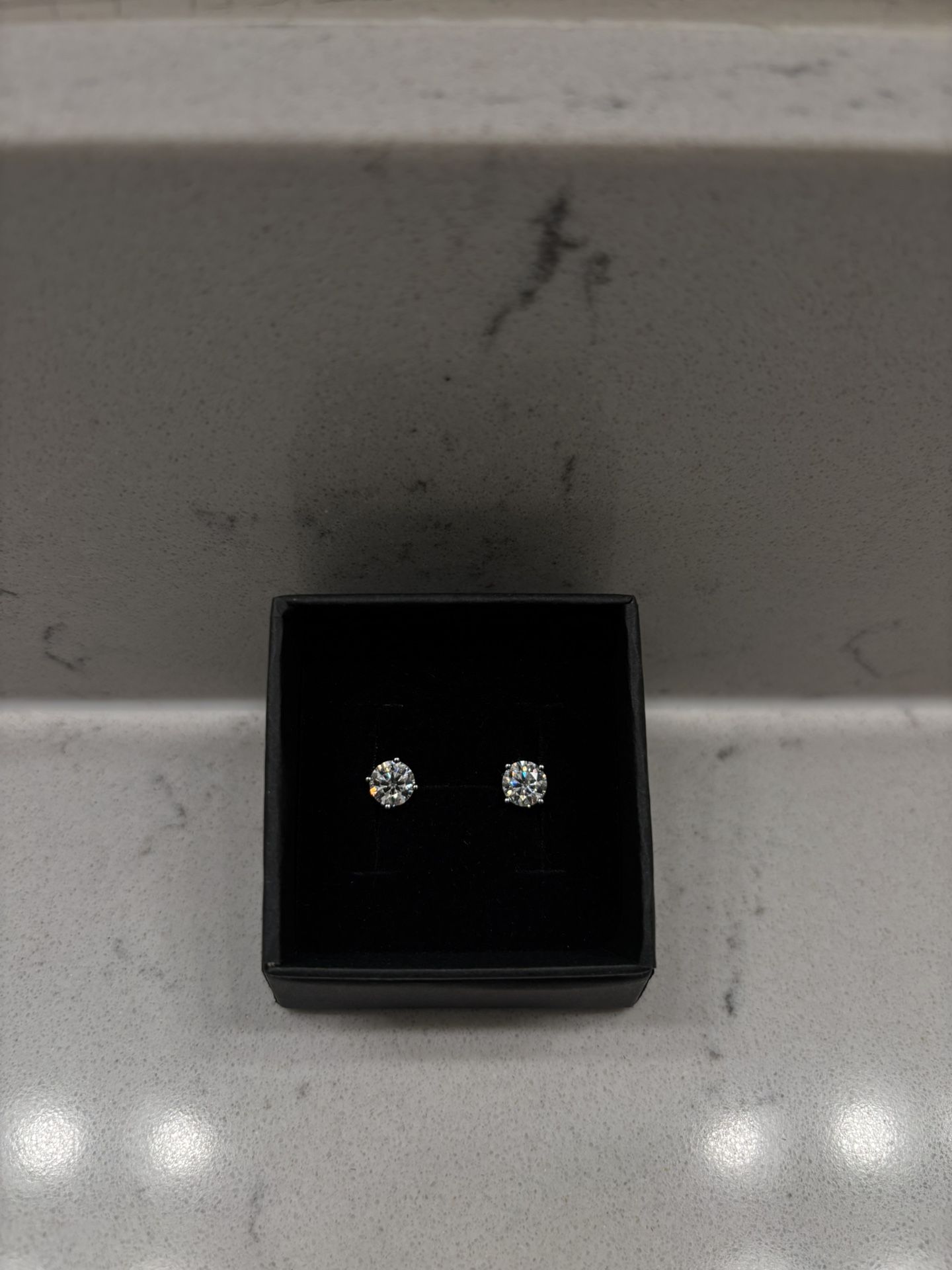 5x White Gold Plated 6mm 1.6ct VVS Moissanite Stud Earrings - $90 OBO