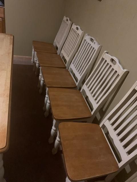 Butcher Block Kitchen Table and 5 Chairs