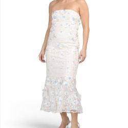 New Embroidered Strapless Dress Sz M