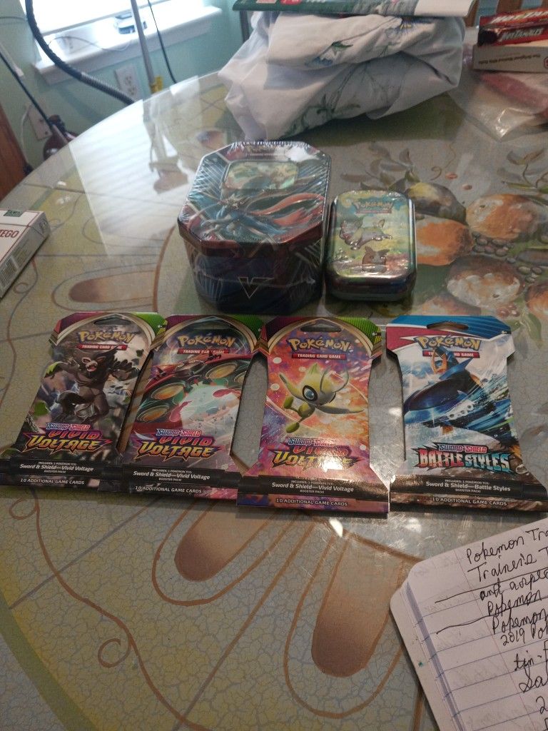 Pokemon Trading Card Game,4 Booster Packs And 2 Tins With 6 Booster Packs And 1 Pokemon Coin 