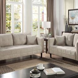 Brand New Light Grey Modern Style Sofa & Loveseat 