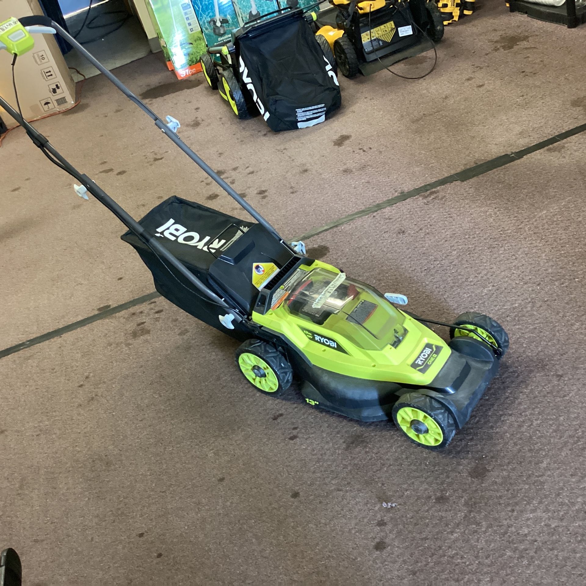 RYOBI ONE+ 18V 13 in. Cordless Battery Walk Behind Push Lawn Mower with 4.0 Ah Battery and Charger