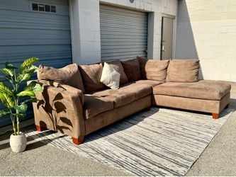 Beautiful Brown Sectional Sofa w/ Chaise – Free Same Day Delivery