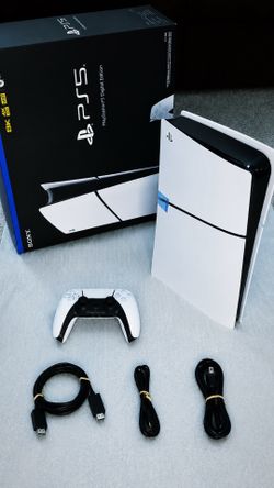 Sony PlayStation 5 PS5 Digital Edition Slim Console – White, 1TB, DualSense Controller