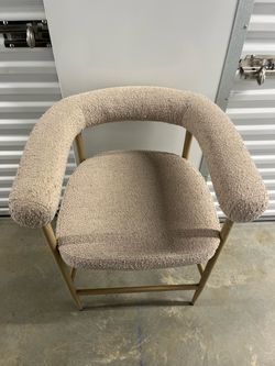Modern Boucle Accent Chair with Gold Frame