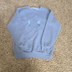 Disney Stitch Embroidered Sweatshirt (XS) – Light Blue Pullover
