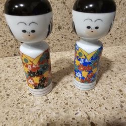 Kokeshi Doll Salt And Pepper Shakers