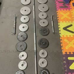 Weight Plates/ Bar / Dumbbells Handled.       90. Dollars 