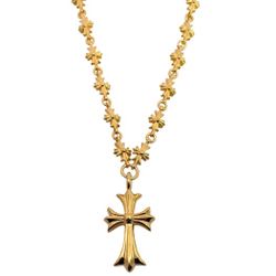 22k gold diamond round cross necklace