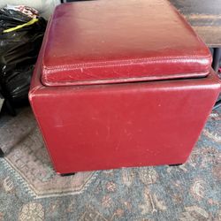 Red Small Storage Ottoman 