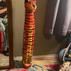 Mid Century Wooden Carved Tiger 