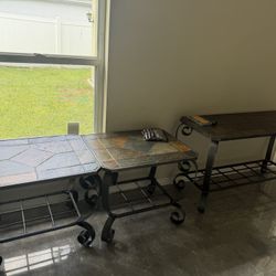 Stone top Coffee Table +2 Side Table +serving Table - Mint Condition- $175 OBO- Cash Only 