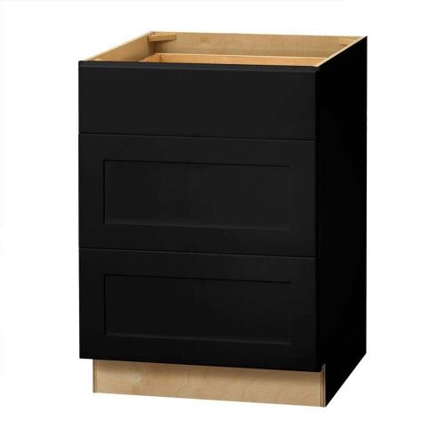 24 in. W x 24 in. D x 34.5 in. H Plywood Shake Drawer Base Kitchen Cabinet in Raven Black