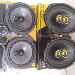 KICKER 1 PAIR 6.5 INCH 300 WATTS COMPONENT SET WITH CROSSOVER & 1 PAIR 6×9 3 WAY 450 WATTS CAR SPEAKER ( BRAND NEW PRICE IS LOWEST INSTALL NOT AVAILAB