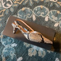 J Crew New W Box Snake Print Slingback Heels