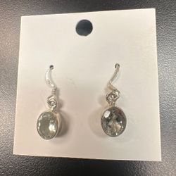 Sterling Silver Green Amethyst Dangle Earrings New